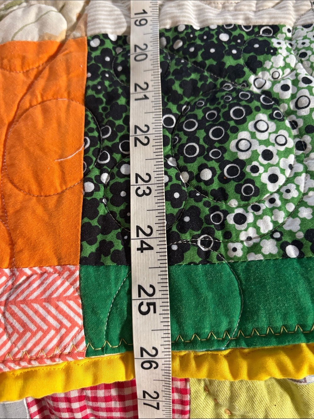 Handmade Patchwork Quilted Jacket with Yellow Trim/Jean material on the sleeves - Picture 11 of 11